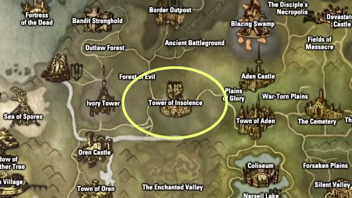 Башня Дерзости (Tower of Insolence, ТОИ) на карте